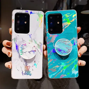 

FLYKYLIN Laser Phone Case For Samsung Galaxy A51 A71 S20 Plus S20 Ultra A50 A70 Cover Marble Grip Stand Holder Funda Glossy Case