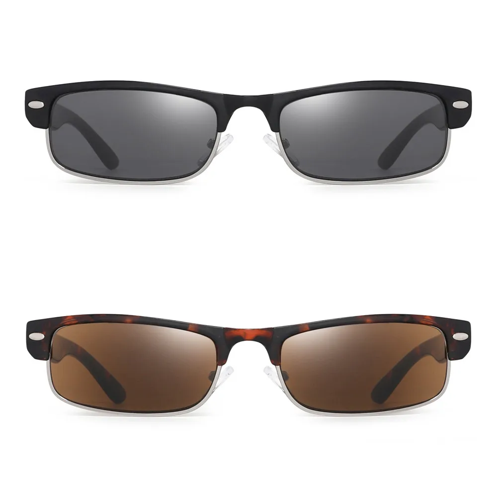 JM Semi Rimless Sunglasses Readers Spring Hinge Sun Reading Glasses for Men Women