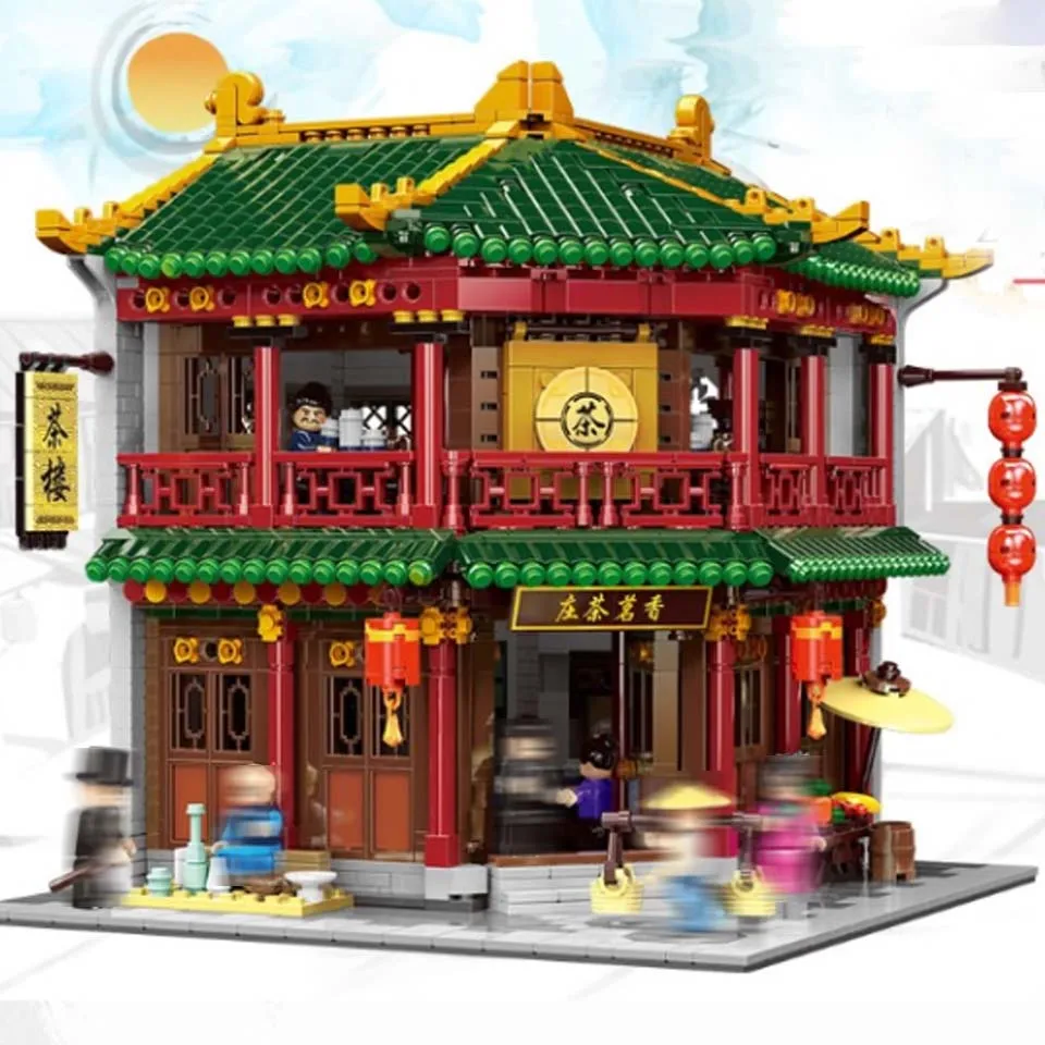 

01021 3033Pcs Chinese Building Series The Toon Tea House Set Compatible Legoinglys Building Blocks Bricks Kids Toys Gifts