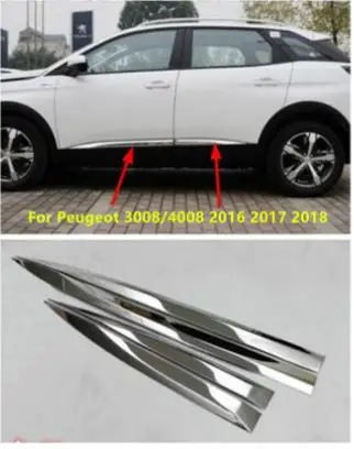 Высокое качество для peugeot 3008/4008 автомобильный детектор из нержавеющей стали боковой двери тела отделка палочки, рейки литья 4 шт
