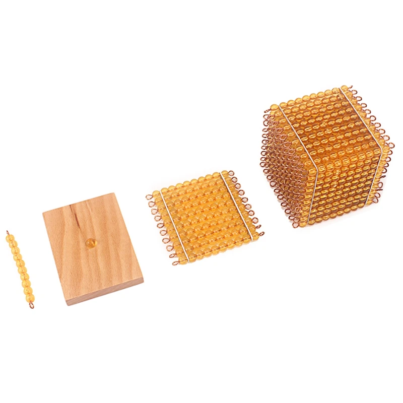  Montessori Math Educational Toys Gold Beads Material Symbols With Trays Kids 5 Years Teaching Toys  - 4000149147558