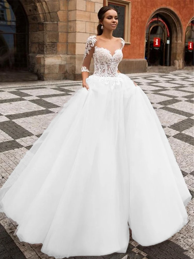 white color Smileven A Line свадебное платье-бохо Свадебные платья полупальто арабский Vestido De Noiva Свадебные платья Турция Стиль - Цвет: white color