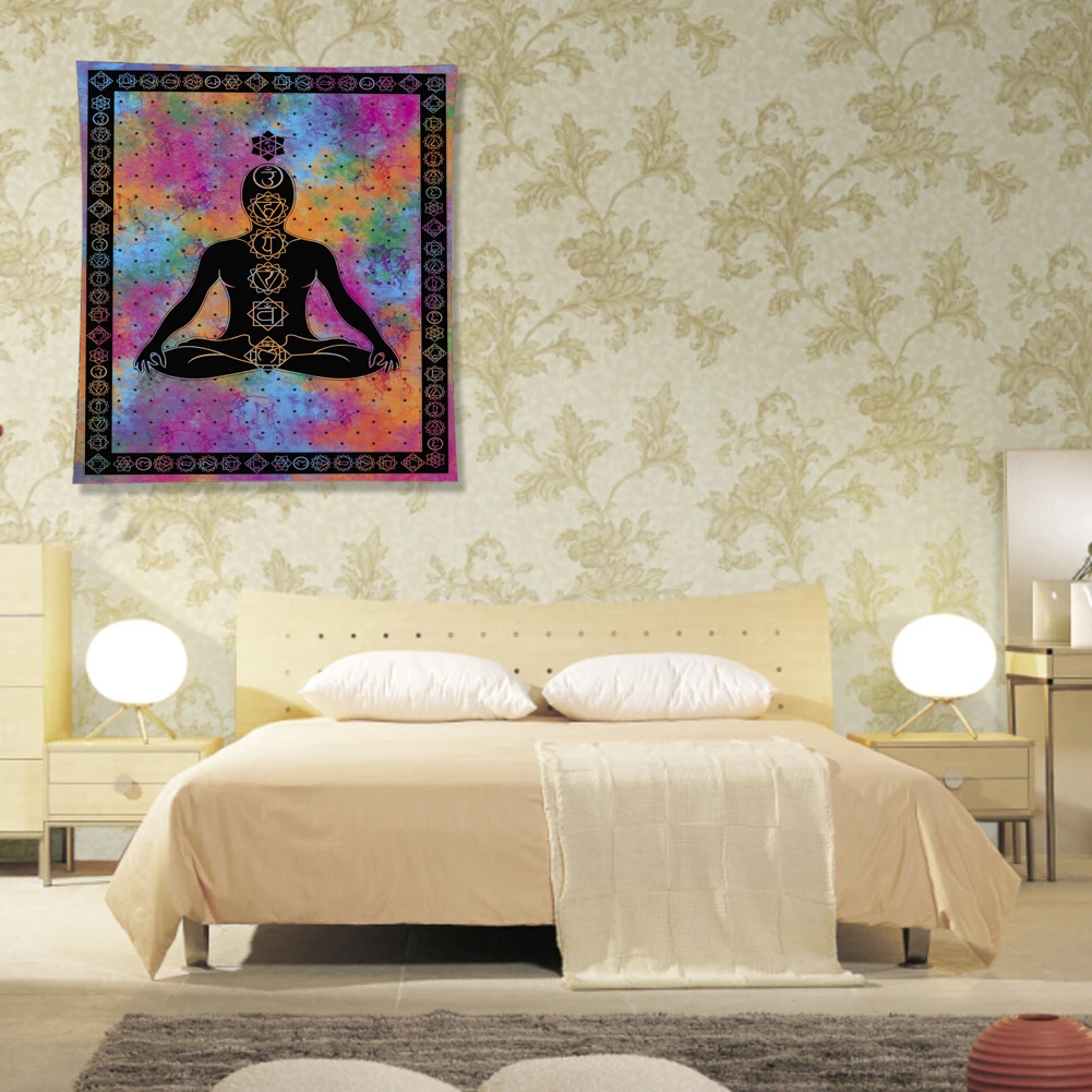 

Hanging Decor Tablecloth Carpet Seven Chakra Buddha Bedroom Yoga Meditation Multipurpose Picnic Studio Room Print Wall Tapestry