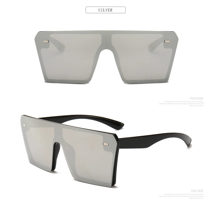 Новые негабаритные Квадратные Солнцезащитные очки женские модные красочные ртутные ретро Оригинальные солнцезащитные очки UV400 - Цвет линз: Серебристый