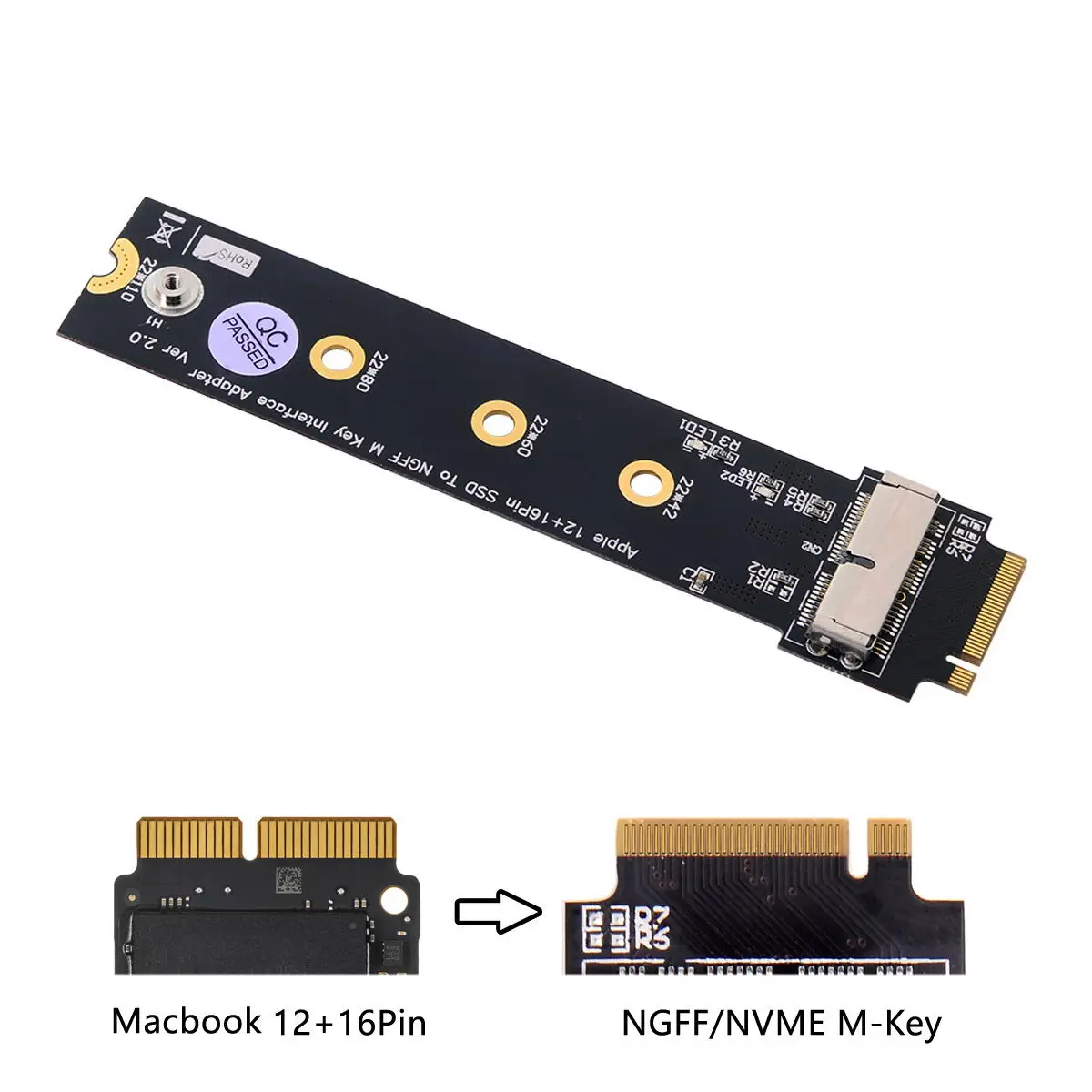 12+ 16Pin SSD для NVME M.2 NGFF M-Key для 2013 Macbook SSD