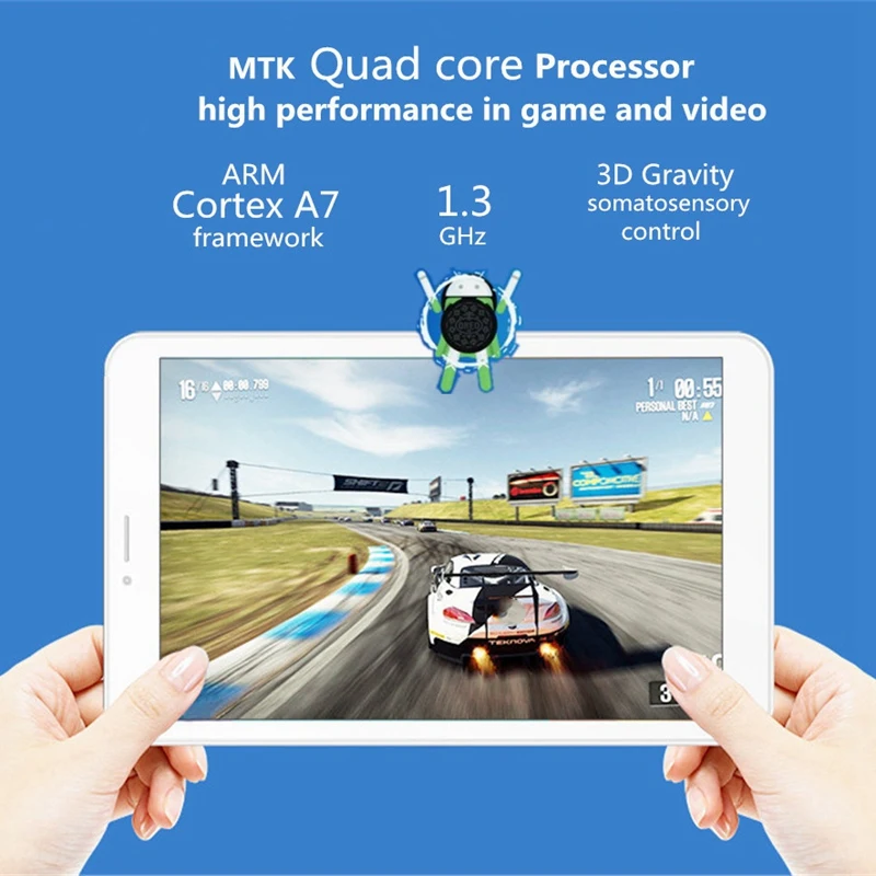 Binai V7SHD-3G четырехъядерный Android 8,1 HD экран 1024X600 ips gps Bluetooth wifi Две sim-карты поддержка TF телефонный звонок планшет