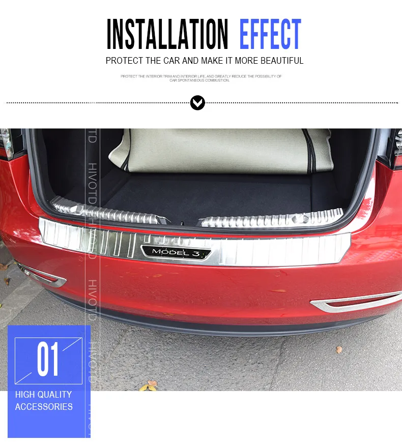 Hivotd для Tesla модель 3 Автомобильный задний бампер Защитная крышка задняя дверь накладка защитная накладка внешний хромированный аксессуары,автотовары аксессуары для авто