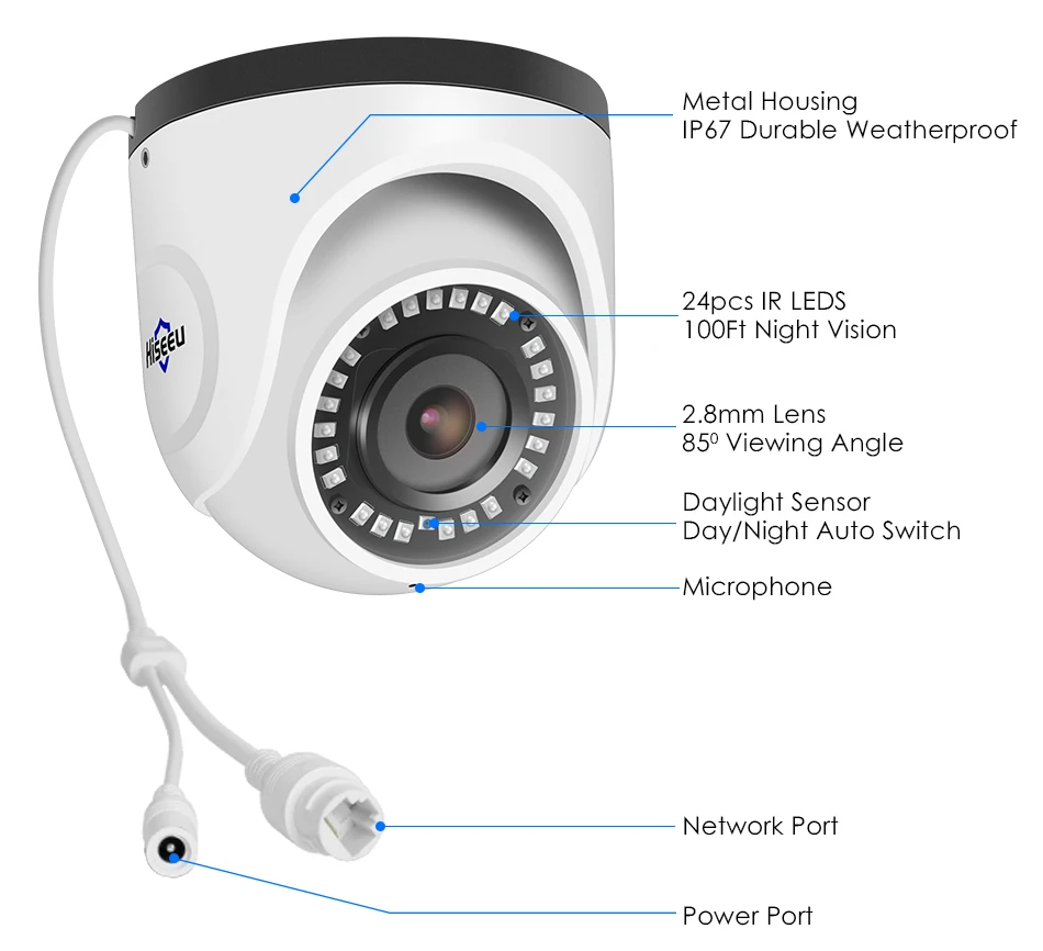 Hiseeu 4K 8MP POE IP камера купол Водонепроницаемый Аудио CCTV пуля камера P2P обнаружения движения ONVIF для PoE NVR 48 В