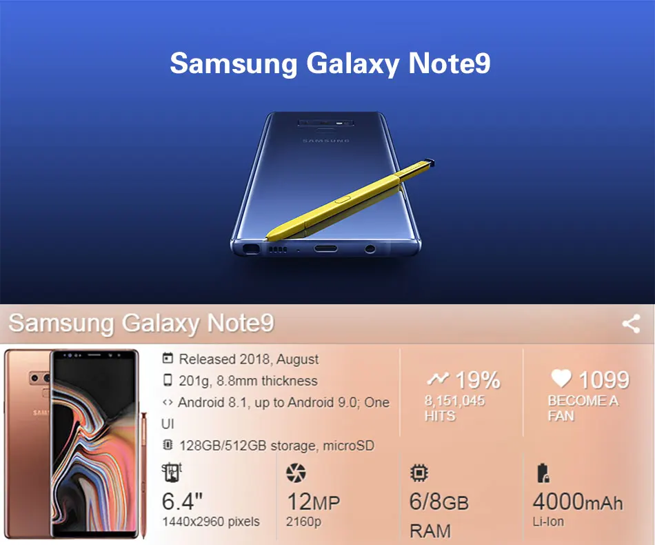 Verizon версия samsung Galaxy Note9 Note 9 N960U 6 ГБ 128 Гб мобильный телефон 6," Snapdragon 845 12 Мп+ 12 МП 4G NFC телефон