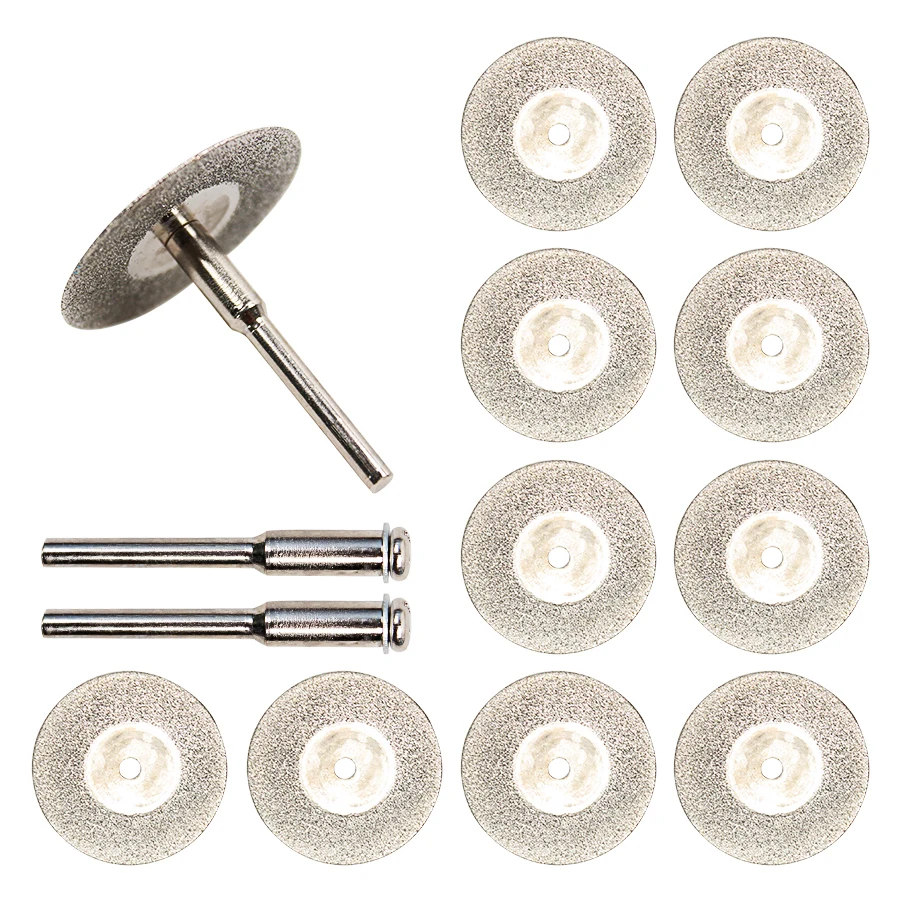 

10 Piece / Set of 16mm Diamond Sanding Blade Cutting Blade with 2 Connecting Handles for Dremel Drill Fit Rotating Tool