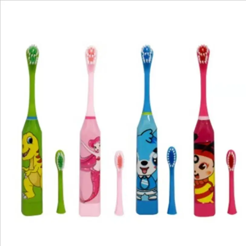 4 pcs Creative automatic electric toothbrush children's toothbrush cartoon waterproof soft hair ultrasonic cute toothbrush double head - Цвет: 4 pcs