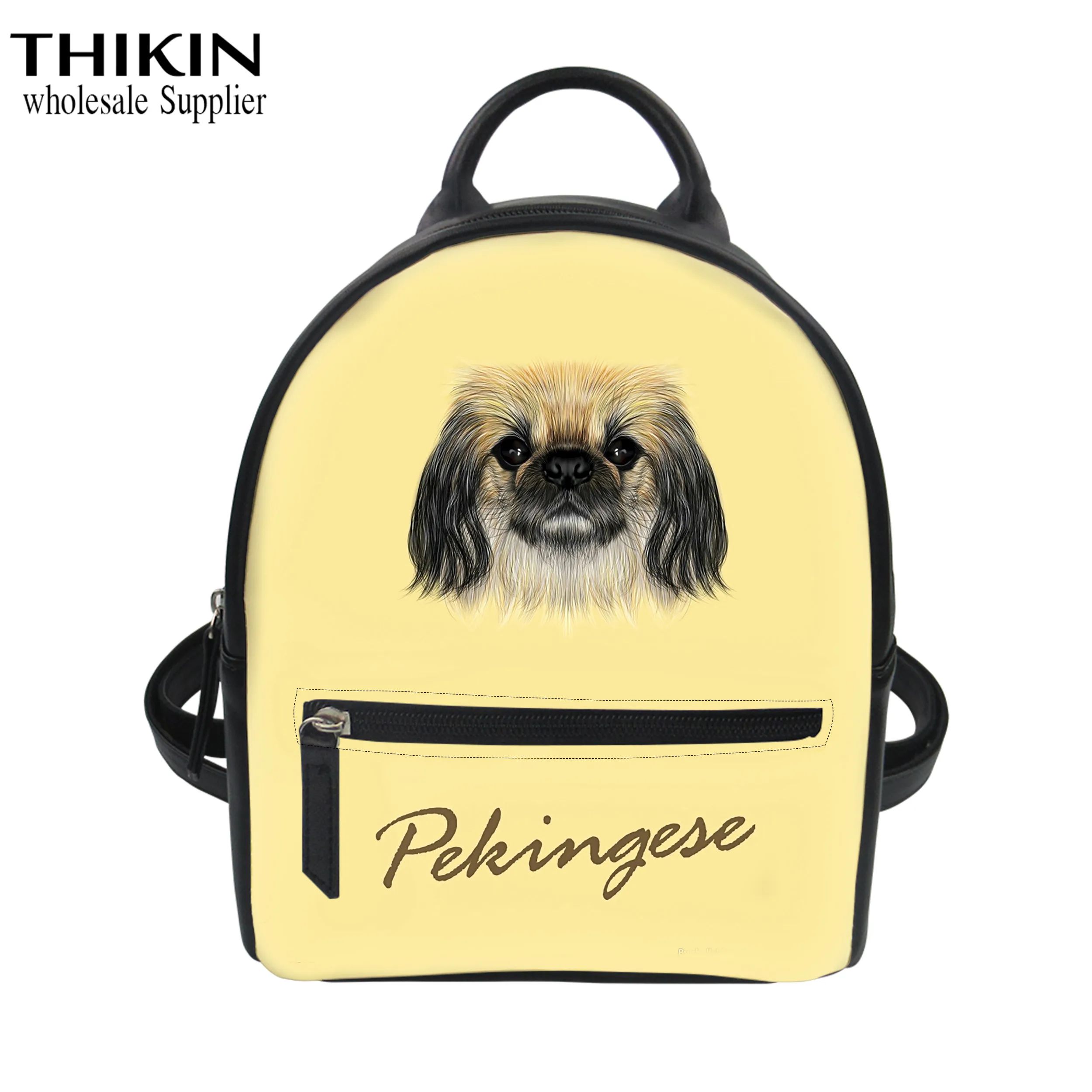 THIKIN такса/мопса мультфильм портрет шаблон плеча рюкзаки для женщин кожаный рюкзак дамы мини-рюкзак для путешествий Сумки - Цвет: as picture