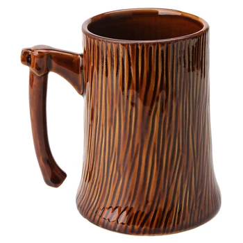 

Retro Stump Shaped Axe Handle Teacup 600ML Ceramic Coffee Milk Mug Gifts