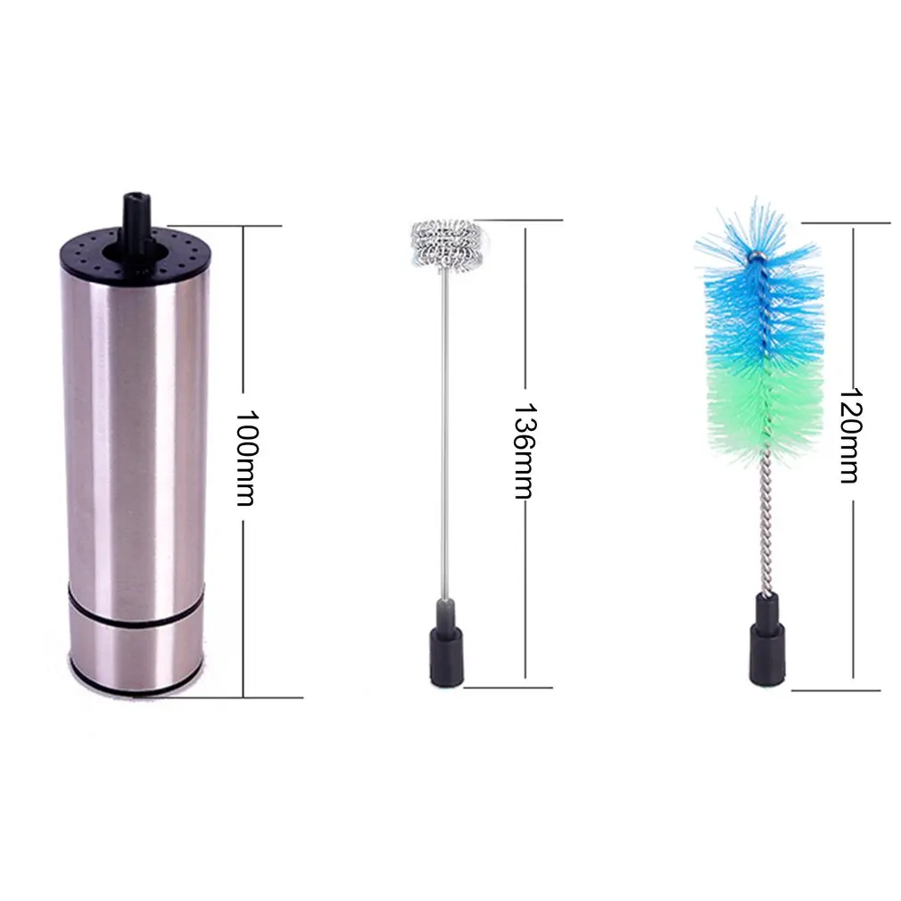 Electric Handheld Milk Frother Foamer Coffee Drink Blender Mixer Triple Spring Whisk Head & Clean Brush Head Kitchen Tools