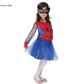 

Girls Halloween Spiderman Costumes Kids Children Spider Man Cosplay Carnival Purim Stage show Role play party Super hero dress