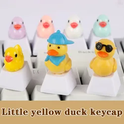 Capuchons de touches de clavier stéréo, accessoires pour clavier mécanique R4 blanc, mignon, petit canard jaune, 1 pièce 