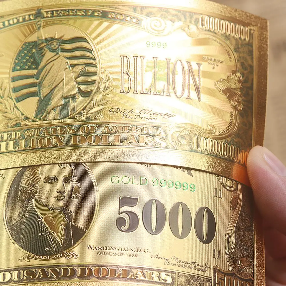 Коллекционная памятная монета 5000 доллара США банкнота 24k позолоченная