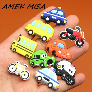 

Single Sale 1pcs Shoe Charms Car/Motorcycle/Taxi/Minibus/Bike Shoe Accessories Shoe Buckle Decorations Fit Croc JIBZ Kid's X-mas