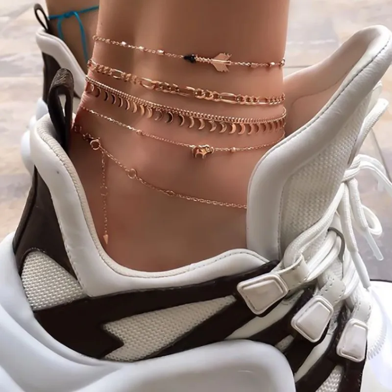 docona Punk Gold Arrow Elephant Moon Multi Layer Anklet Set for Women Girl Metal Geometric Charms Anklet Foot Chains 8634 docona Punk Gold Arrow Elephant Moon Multi Layer Anklet Set for Women Girl Metal Geometric Charms Anklet Foot Chains 8634