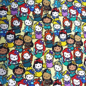 

Cartoon Cat Comics 100% Cotton Fabric for Girl Hometextile Cushion Cover Backpacks DIY 140cm Width-BL084