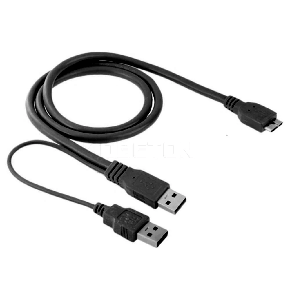 Kebidu-Cable Dual USB 3,0 A micro-b, conector USB 3,0 Y para Funda de disco duro, 50cm de longitud