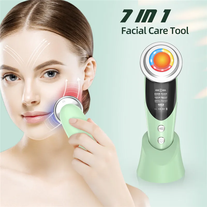 CkeyiN EMS Facial Massager LED Light Therapy Skin Care Ultrasonic Cleaner Blackhead Remover Nano Spray Face Steamer Beauty Tools 2