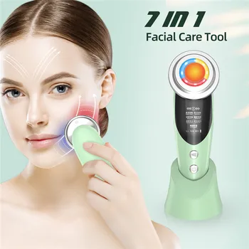 CkeyiN EMS Facial Massager LED Light Therapy Skin Care Ultrasonic Cleaner Blackhead Remover Nano Spray Face Steamer Beauty Tools 2
