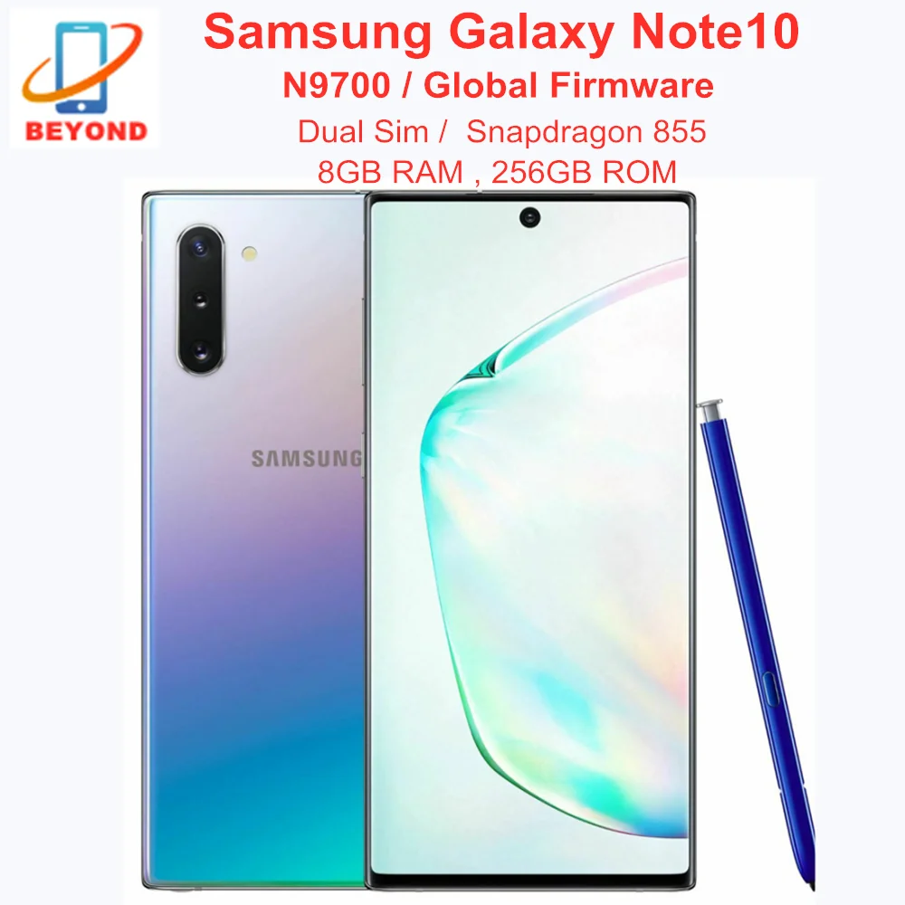 Samsung Galaxy Note10 Примечание 10 N9700 Dual Sim 256 ГБ ОЗУ 8 Гб ПЗУ Octa Core 6 3 &quotSnapdragon 855 NFC LTE