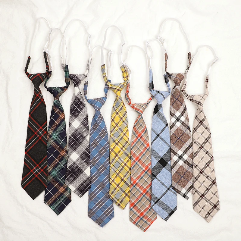 Woven Necktie Fashion Women Cotton Boys Girls Slim Plaid For Christmas Gifts Casual Novelty Rubber