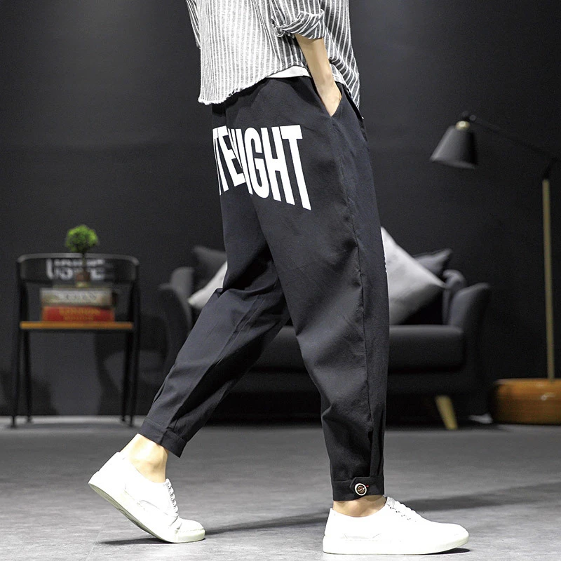 2022 otoño pantalones de moda para hombre con estampado de letras pantalones casuales para hombre ropa de calle salvaje Hip Hop pantalones de chándal sueltos M 6XL| | - AliExpress