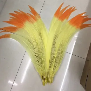 

Beautiful yellow and orange tail feathers 40-80 cm/16-32 inches Lady Amherst silver chicken feather stage performance decoration