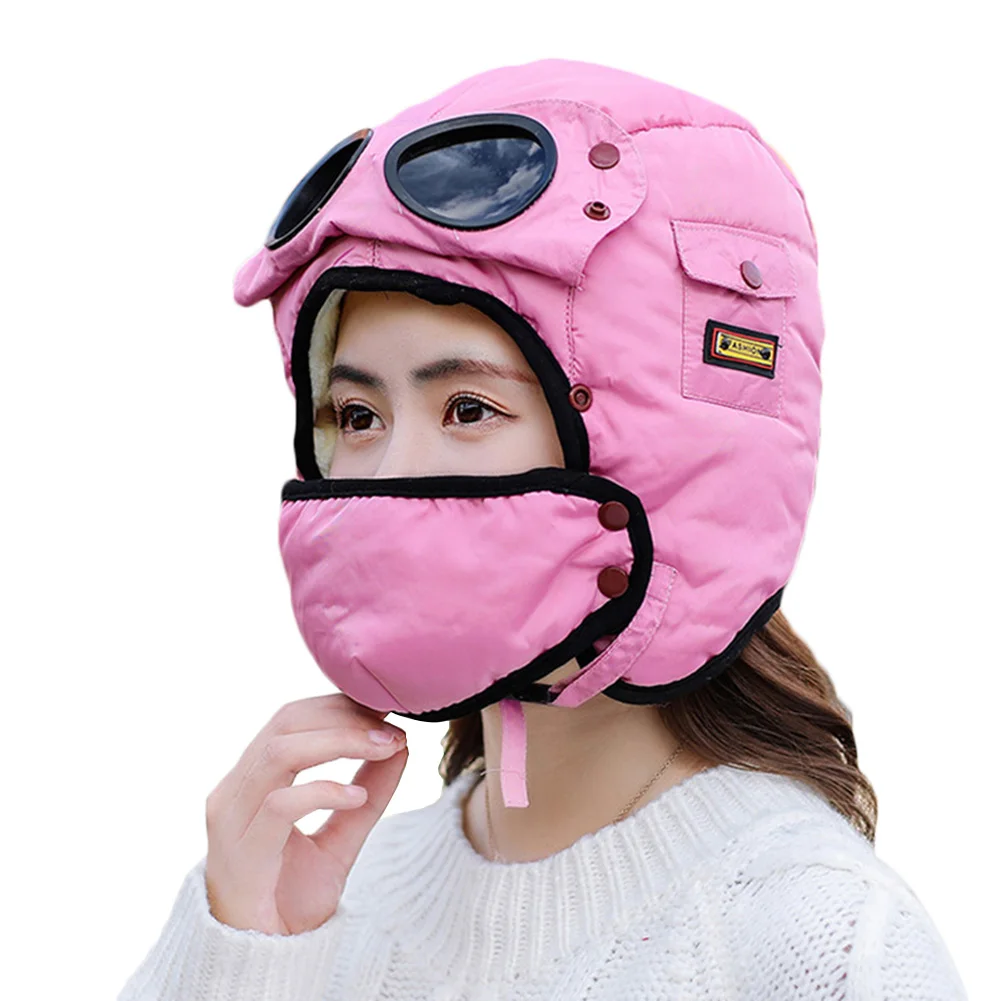 pink Three piece se Зимние шапки, утолщенная теплая Ветрозащитная маска для защиты ушей для женщин и мужчин, на открытом воздухе - Цвет: pink Three piece se
