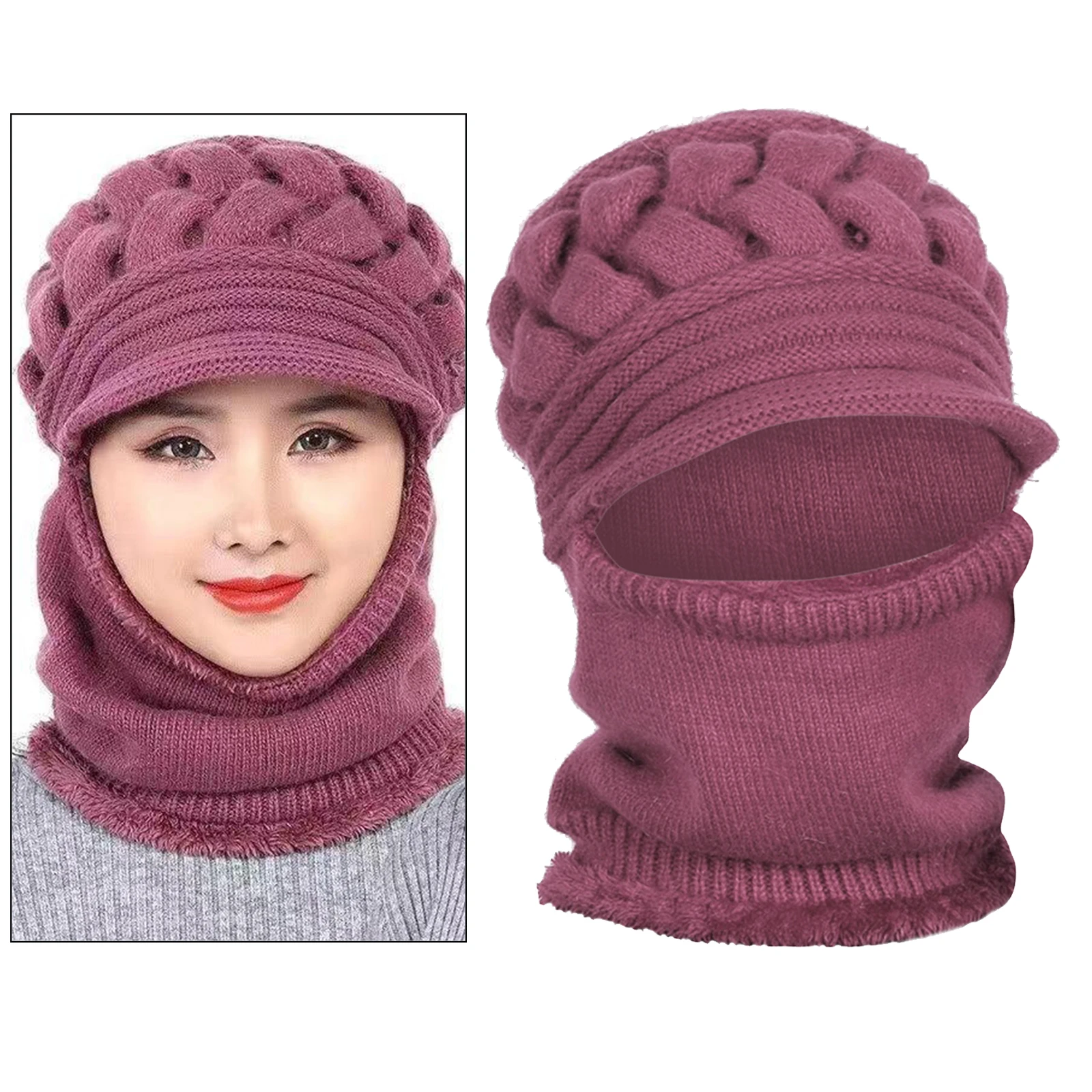 Womens Beanie Winter Hat Scarf Set Slouchy Warm Snow Knit Skull Cap Outdoor Hat, Warm & Comfortable