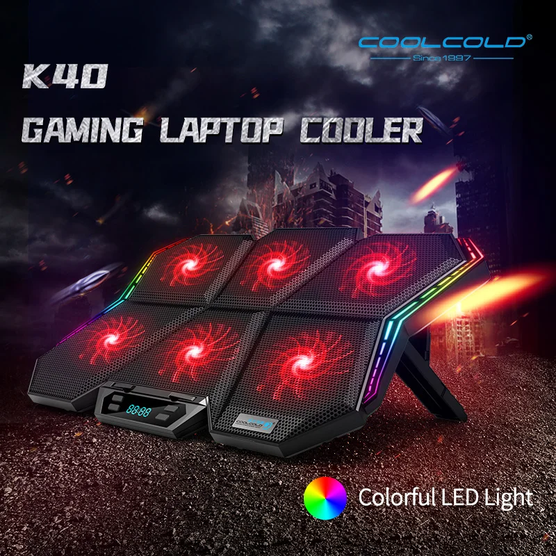 Coolcold игровой RGB кулер для ноутбука 12 17 дюймов светодиодный экран охлаждающая