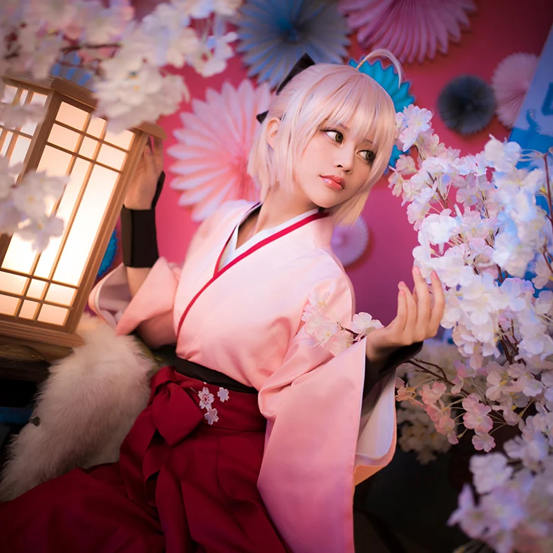 Аниме FGO Fate Grand Order Sakura Saber Okita Souji Kendo униформа косплей костюм полный комплект