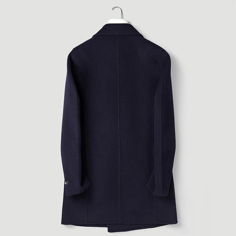 Мужское двухстороннее шерстяное пальто ветровка ручной работы Осень-Зима 100% |