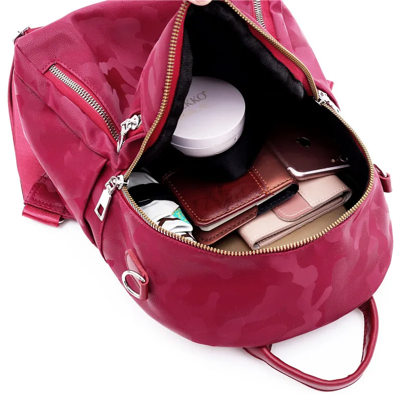 Backpack high quality PU camouflage fabric new youth girl student bag fashion multi-function travel bag black