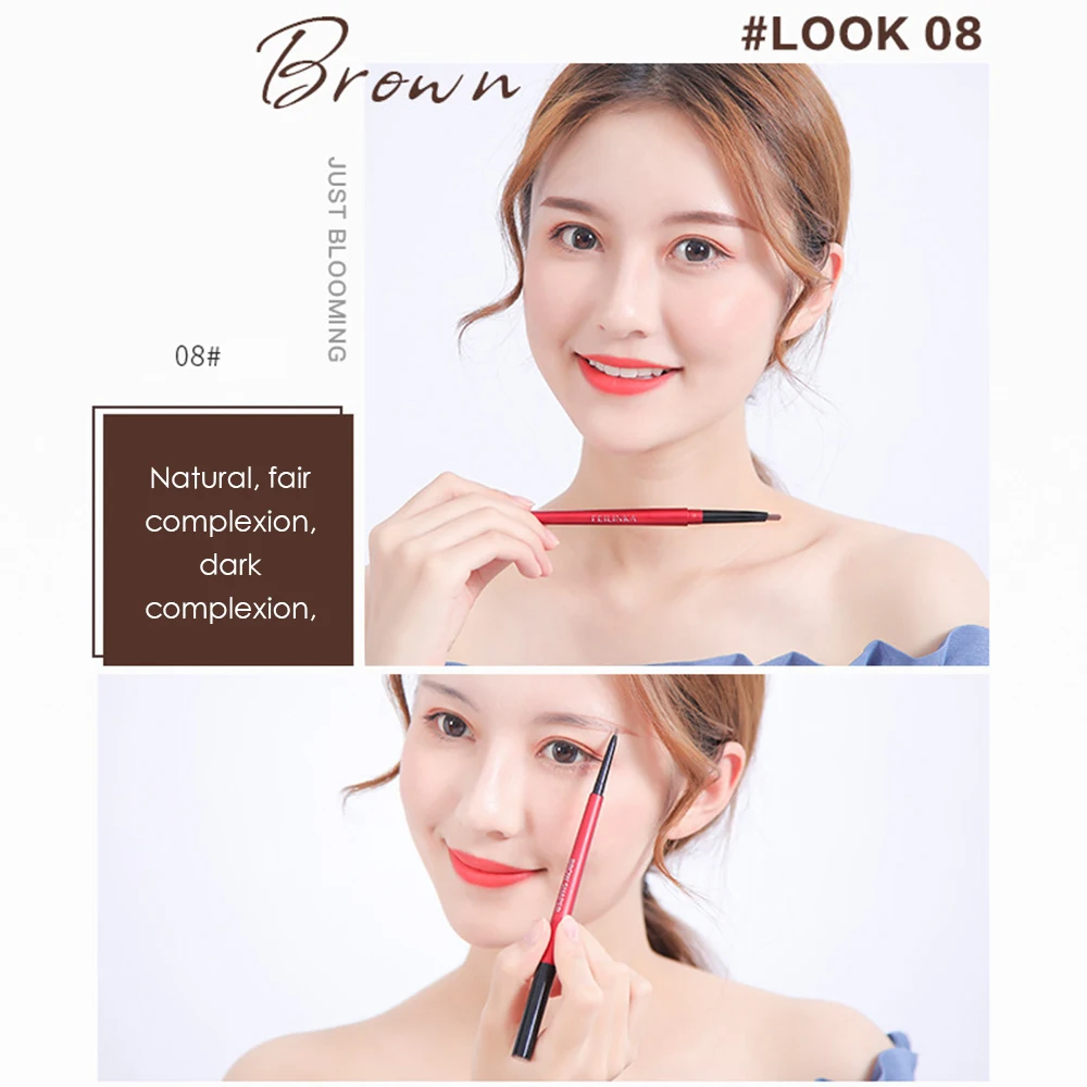 4 Colors Waterproof Natural Eyebrow Pen Soft Double-Headed Eye Brow Tint Lasting Easy To Wear Brown Grey Eyebrow Pencil TSLM2 - Цвет: 8