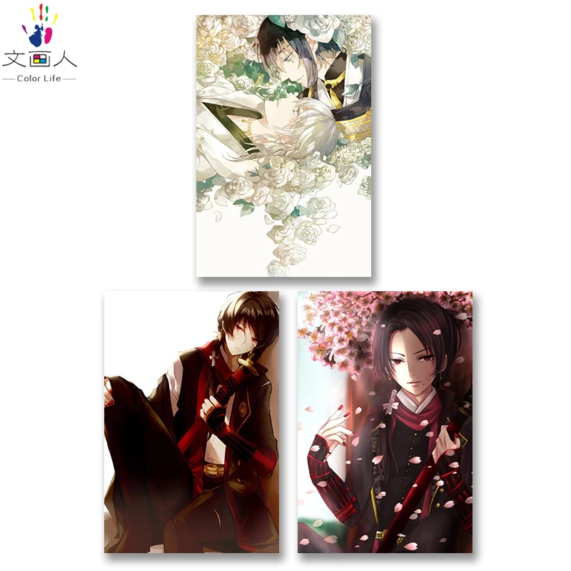 DIY картинки для раскраски по номерам с цветами Touken Ranbu онлайн игры Анимация