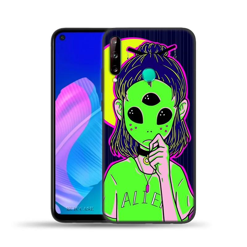 Cute Alien Space Cover For Coque Huawei P20 P10 P30 P40 Lite E Pro P30Lite P20Lite Y9 2018 2019 Soft Silicone Black Phone Cases silicone case for huawei phone Cases For Huawei