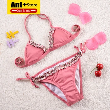 

New 2019 girls swimwear cute swimsuit bikini children's swimwear Biquini Infantil-ST126 / 173 2~14 year old children's beachwear