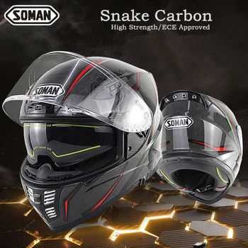 

Snake Pattern Carbon Fiber Helmets Full Face Motorcycle Helmet Retro casco capacete moto Dot Approved For Soman SM-X7