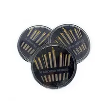 

30 Sewing Needles Hand-stitched Black Needle Box With Gold Tail Needles Hand Sewing Needles Black Needle Box Black 30 Needles