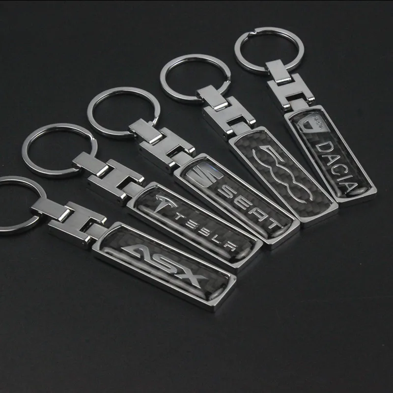 

Car KeyRing for Fiat 500 Mitsubishi ASX Tesla SEAT DACIA Logo Metal KeyChain Badge Key Ring Emblem Key Holder Chain Accessories