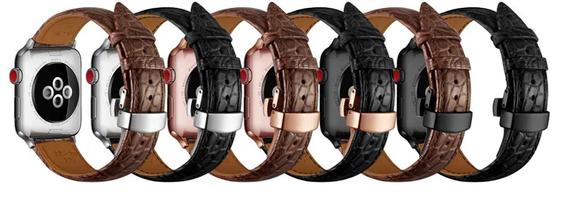 Ремешок для Apple watch band 5 4 44 мм 40 мм Франция Аллигатор Натуральная кожа correa iwatch band 3 2 42 мм 38 мм топ процесс браслет
