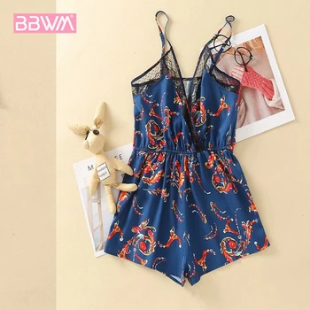 

Lace Halter Sweet Short Harajuku Women's Jumpsuit New Slim Slimming Wild Floral Sexy Beach Vacation Chic Female Jumpsuit