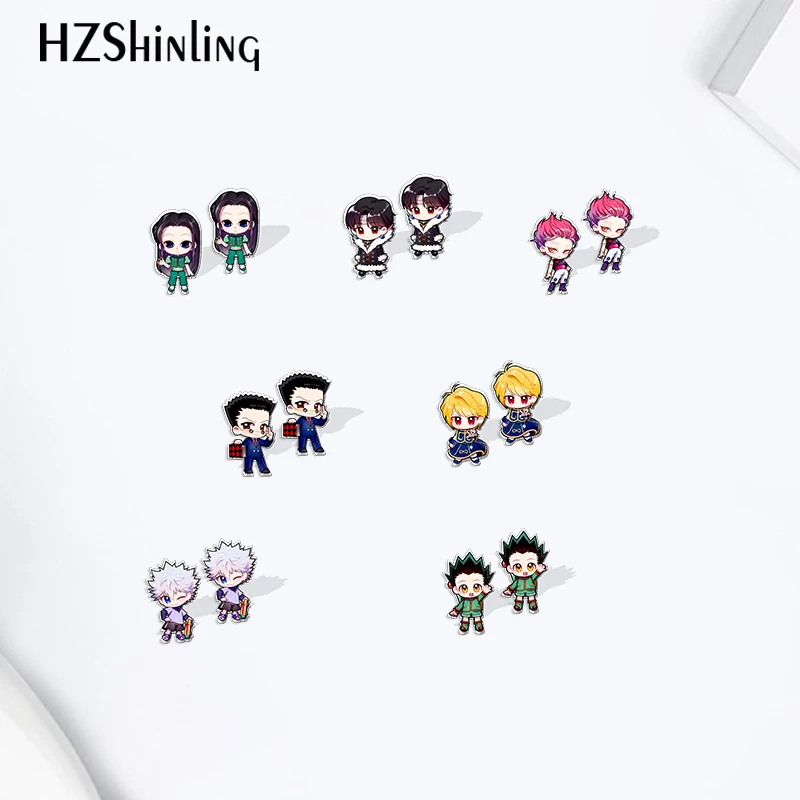 2021 Hunter x GON · FREECSS Killua Zoldyck мультфильм аниме Узор Акриловые серьги-гвоздики Смола