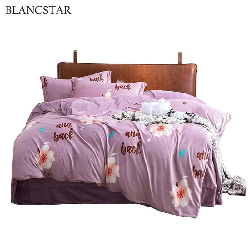 

Blancstar Bedding Sets Purple Crystal Velvet Winter Four-piece Bed Linen Stitch Bedding Set Comforter Bedding Sets Comfort Q015