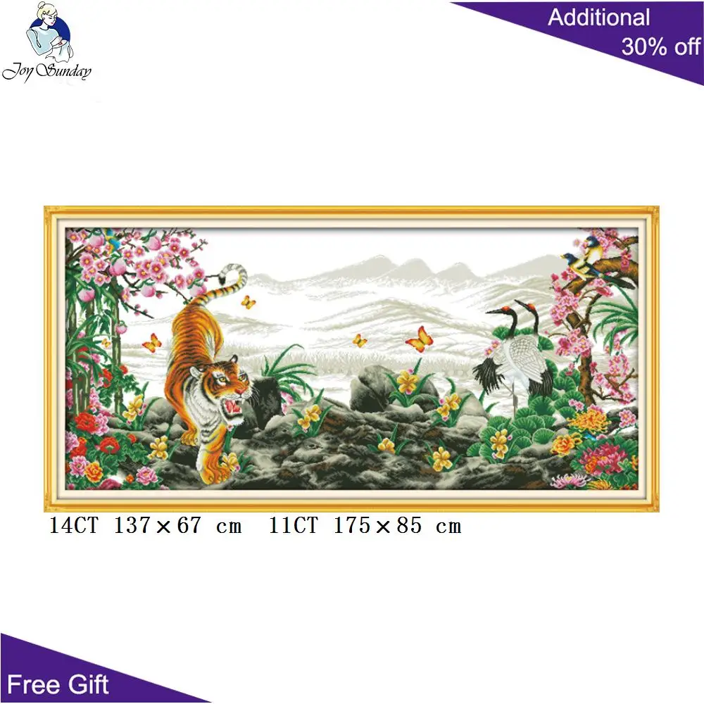 Joy Sunday Tiger вышивка крестиком D576D593D693(2) Домашний декор девять картина с