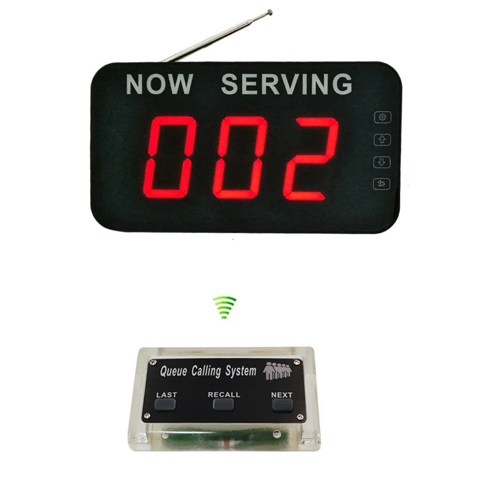 

1 Screen 1 Buzzer Professional Wireless LED 3-digit Display and NEXT Button Simple Queue Manage System
